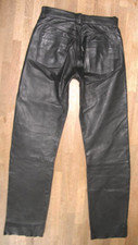 schmale " ENJOY " Lederjeans / Lederhose schwarz aus Glattleder W29" /L33-34"