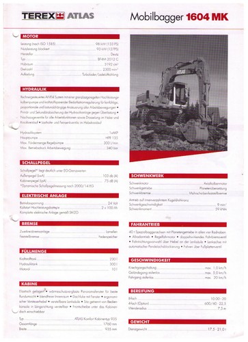 Atlas terex 1604mk mobilbagger - atlas,