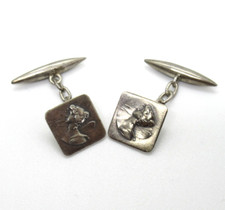 Wunderschöne Jugendstil Manschettenknöpfe 900er Silber Elfe Engel antik um 1910