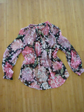 Bluse schwarz - rosa Blütenmuster Gr. M oder 38 - Chiffon