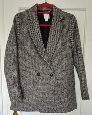H&M Damen Herbst Übergang Jacke Mantel Blazer Hahnentritt schwarz beige Gr.S
