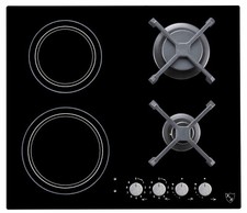 K&H 4 Zonen Hybrid Kombi Glas Gas Elektro 60cm Kochfeld Erdgas Autark 4Z-HEG22