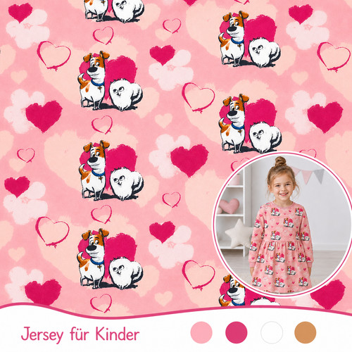 Jersey stoff hunde herzen - stoff,