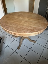 Massivholz Säulentisch rund ausziehbar ,Global Möbel,Pinie gekälkt ,honigfarbend