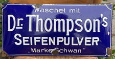 altes Emailschild Reklameschild DR. THOMPSON SEIFENPULVER "Marke Schwan"