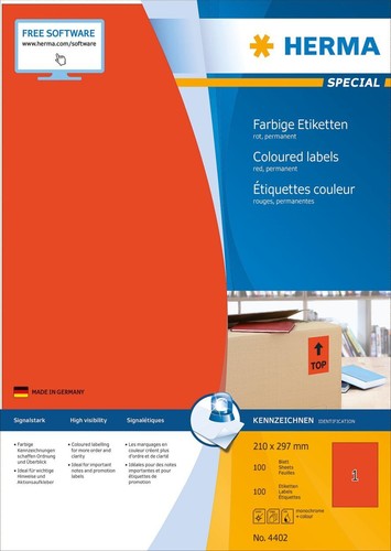 Etiketten rot 210x297 mm - etiketten,