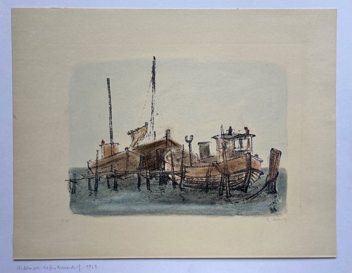 Aquatinta 1969 fischerboote - aquatinta,