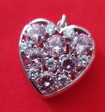 Diamonique Herz Anhänger 925 Silber rhodiniert Zirkonia DQCZ Pink Ice 17 g