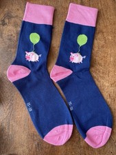 1 Paar Socken mit Schweinchen Motiv mit Luftballon, Größe 35-38