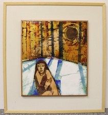 Emailbild auf Kupferplatte Wolf Hirtreiter Zwiesel Gröbenzell Donau-Wald-Gruppe