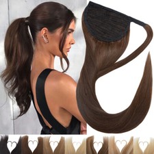 100% Echthaar Pferdeschwanz Ponytail Clip In Remy Hair Extensions Haarteile DICK