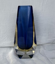 Facettierte Murano Blockvase ?Flavio Poli 1960 für Seguso? Ca. 16 cm hoch