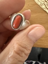 925 Silberring mit Koralle –