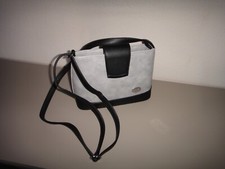Italienische Damen Tasche Leder Umhängetasche grau schwarz Neu!