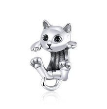 Charm Perle Katze Kätzchen 925 Silber Bead - Anhänger für Armband