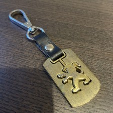 Vintage 80er 90er Oldtimer Peugeot Löwe Metall Logo Schlüsselanhänger/Anhänger Kette 205 305 405 
