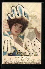 Lithographie Junge Frau im