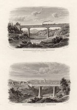 Kempten Eisenbahnbrücke Original Stahlstich Poppel 1870