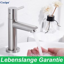 Waschtischarmatur Edelstahl Wasserhahn für Kaltwasser Bad Armatur Mischbatterie