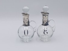 Paar Öl & Essig Kristall mit 925 Silber Montierung Höhe 17cm Sterling 