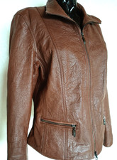 Madeleine Leder Jacke Braun Farbe Größe 40 Lamm-Nappa Leder Länge 60 cm wie neu