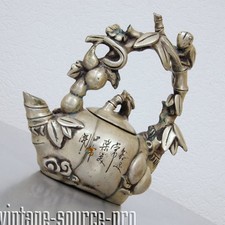 üppig verzierte tibetische rituelle Buddhismus Kanne Opferkanne Tibetsilber TOP