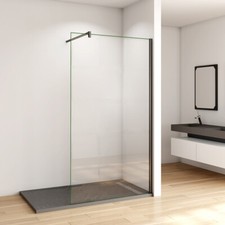 Walk in Duschwand Dusche Duschabtrennung 8/10 mm NANO Glas H 200 cm Schwarz
