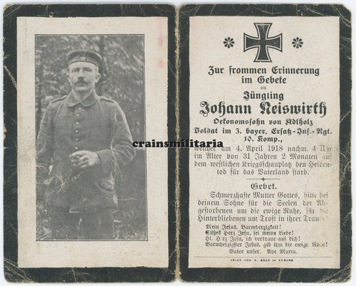Orig sterbebild soldat - sterbebild, rir.3