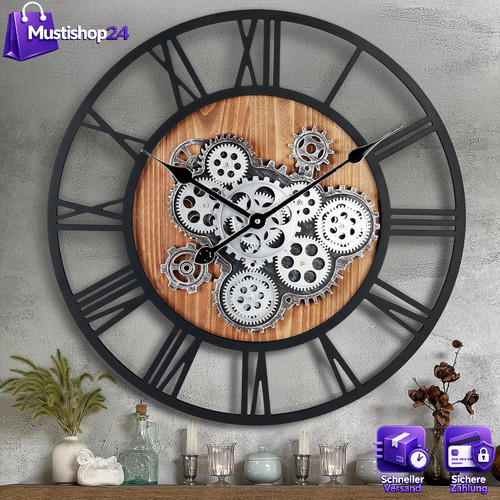 Wanduhr vintage 57cm holz - wanduhr,