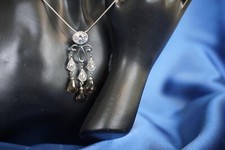 Collier Kette Trachten Silber Mondstein Bergkristall Art Deco Jugendstil