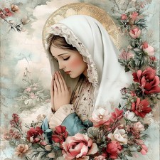 Wandbild Heilige Maria Blumen