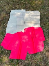 8 St. Echt Lederreste Grau Rot Galanterie Feinleder Nappaleder DDR Nähen Basteln