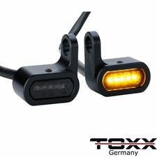 ToXx LED Motorrad Lenker Armaturen Blinker schwarz getönt universal e-geprüft 