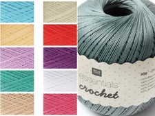 RICO ESSENTIALS CROCHET 100% Baumwolle mercerisiert Häkelgarn (50g, Farbauswahl)