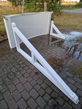 Vordach Haustür Überdachung Aluminium weiß 200x90 cm mit seitlichen Stützen