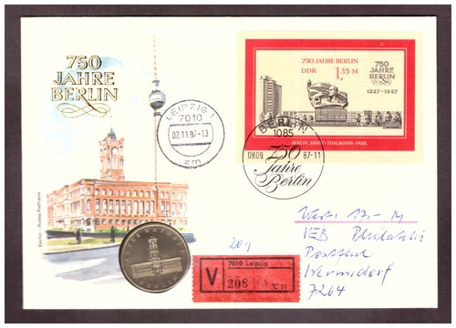 Numisbrief ddr 1987 750 jahre - ddr,
