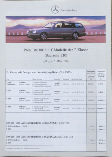 Mercedes klasse modell - e-klasse, t-modell