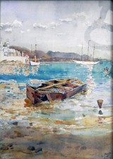 Aquarell Küste Meer Fischer