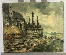 Emeric Renier ( Xx ) Antik Öl auf Leinwand: Schule Bretonisch Bretagne Finistère