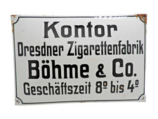 +ANTIK+ Emailschild / Dresden / Kontor Zigarettenfabrik Böhme / Kios um 1910 TOP
