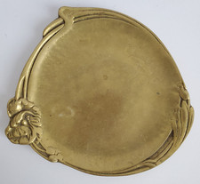 Vintage Teller aus Messing, Blumemotiv, Art deco, Jugendstil