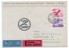 Liechtenstein, Flugpost Segelflugpost 21.4.46 Eilsendung k650/1
