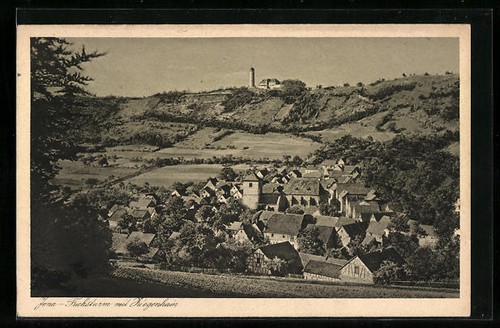 Ansichtskarte jena fuchsturm - ansichtskarte, jena,