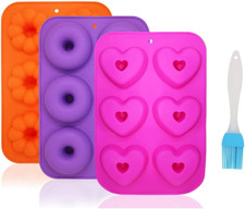 3 Stück Donutmaker,Silikon Donutform Donut Backform, 6 Hohlraum Antihaft-Safe Ba