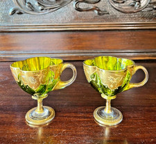 2 Kristall ANTIK Gold Bemalt