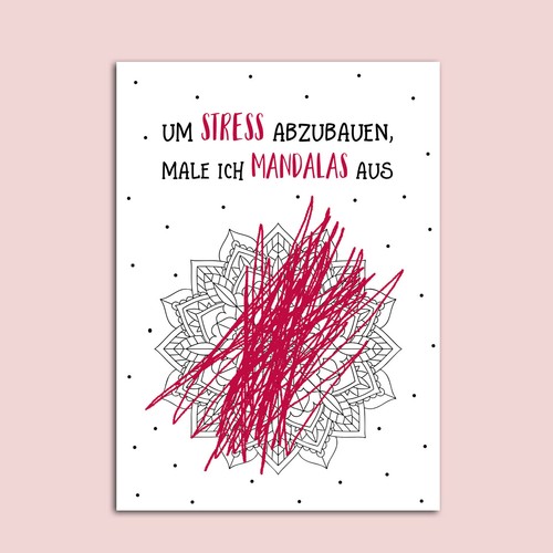 Postkarte anti stress mandalas - stress,