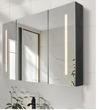 LED Badeschrank Spiegelschrank Schwarzes Holz 80 x 68 x 13,3cm klasse A