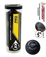 3 Dunlop Pro Squashbälle - 2 gelbe Punkte - in 3er-Tube