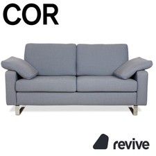 COR Conseta Stoff Chrom Zweisitzer Grau Blau Sofa Couch