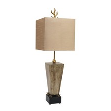 Tischlampe TILO Blattgold Braun Beton Frosch H:79cm Modern Lampe Wohnzimmer